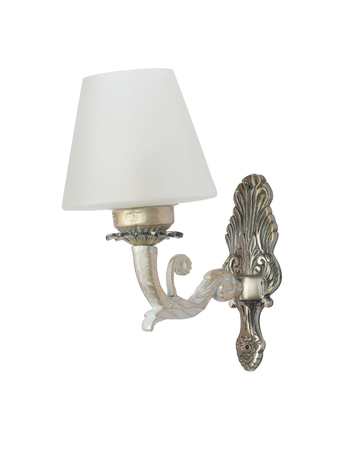 Online India Home Interior Luxury Decorative Fancy Light - Emerald Wall Light - Golden White Single Light Aluminium Wall Sconce with Tapered Frosted Glass Shade