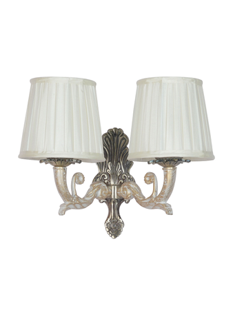 Online India Home Interior Luxury Decorative Fancy Light - Emerald Wall Light - Golden White 2-Light Aluminium Wall Sconce with Pleated Ivory Fabric Shade
