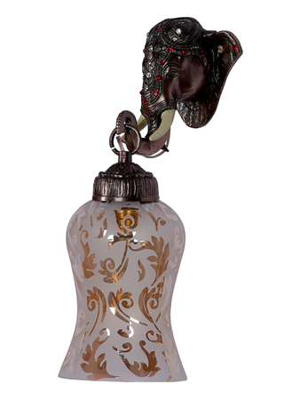 Online India Home Interior Luxury Decorative Fancy Light - Emerald Wall Light - Rustic Cast Aluminium Bronze Elephant Wall Sconce with Amber Yellow Crackle Glass shade