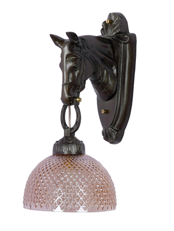 Online India Home Interior Luxury Decorative Fancy Light - Emerald Wall Light - Traditional Medieval Cast Aluminium Brown Stallion Wall Light With Golden Textured Glass Shades