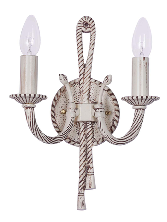 Online India Home Interior Luxury Decorative Fancy Light - Emerald Wall Light - Knotted Cast Aluminium Distressed Creme Antique 2 Light Candelabra Wall Lamp