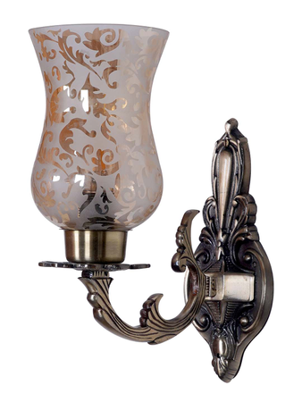 Online India Home Interior Luxury Decorative Fancy Light - Emerald Wall Light - Traditional Meena Aluminium Single Light Wall Sconce with Golden Etched Glasses