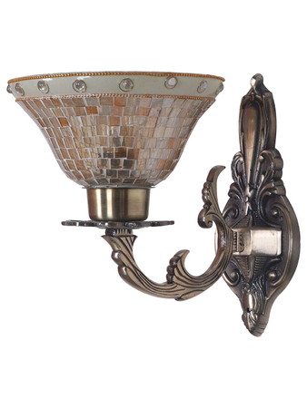 Online India Home Interior Luxury Decorative Fancy Light - Emerald Wall Light - Classic Meenakshi Aluminium Single Light Mosaic Glass Wall Sconce in Antique Brass Finish