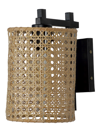 Online India Home Interior Luxury Decorative Fancy Light - Emerald Wall Light - Natural Rattan Cane Cylindrical Shade Wall Lamp