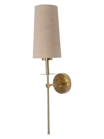 Online India Home Interior Luxury Decorative Fancy Light - Emerald Wall Light - Savoy Long Arm Antique Gold Wall Sconce with Beige Fabric Shade.