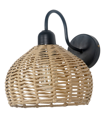 Online India Home Interior Luxury Decorative Fancy Light - Emerald Wall Light - Handwoven Wicker Faux Cane 10 Inches Dome Wall Sconce