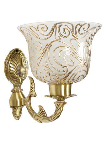 Online India Home Interior Luxury Decorative Fancy Light - Emerald Wall Light - Traditional Antique Brass Wall Light with Frosted Glass Shades with Jaipuri designing on glass