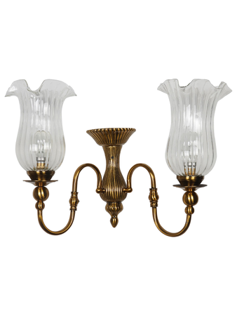 Online India Home Interior Luxury Decorative Fancy Light - Emerald Wall Light - Victoria Cast Brass Antique Bronze Double Wall Sconce with Fluted Hand Blown Glass Shades