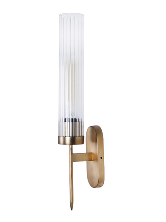 Online India Home Interior Luxury Decorative Fancy Light - Emerald Wall Light - Golden Mini Torchiere Wall Sconce with Fluted Cylindrical Glass