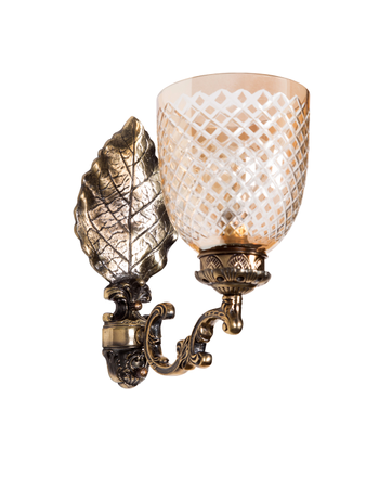 Online India Home Interior Luxury Decorative Fancy Light - Emerald Wall Light - Elegant Golden Betel Leaf Aluminium 1 Light Wall Sonce