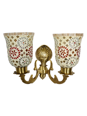 Online India Home Interior Luxury Decorative Fancy Light - Emerald Wall Light - Twin arm wall Light with Tilak Mosaic Glass Shades