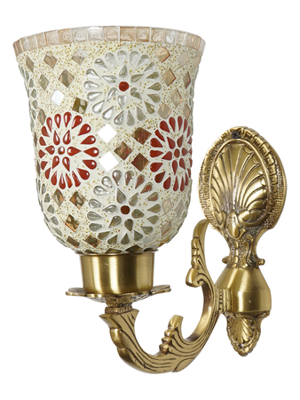 Online India Home Interior Luxury Decorative Fancy Light - Emerald Wall Light - Meenakshi wall Light with Tilak Mosaic Glass Shades