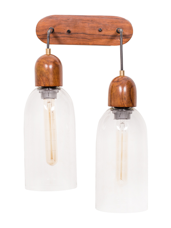 Online India Home Interior Luxury Decorative Fancy Light - Emerald Wall Light - Modern Clear Glass & Wood Double Wall Light