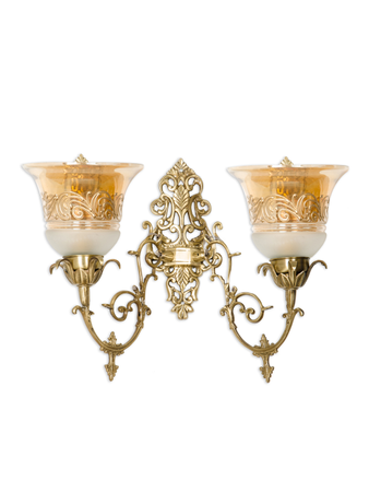 Online India Home Interior Luxury Decorative Fancy Light - Emerald Wall Light - Ornate Cast Brass Double Lustrous Wall Sconce