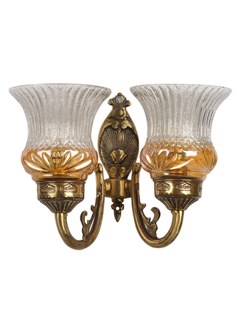Online India Home Interior Luxury Decorative Fancy Light - Emerald Wall Light - Lustrous Double Antique Brass Wall Light