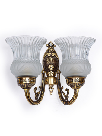 Online India Home Interior Luxury Decorative Fancy Light - Emerald Wall Light - Usha Double Antique Brass Wall Light