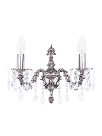 Online India Home Interior Luxury Decorative Fancy Light - Emerald Wall Light - Dainty English Silver Antique Crystal Double Wall Sconce