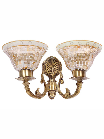 Online India Home Interior Luxury Decorative Fancy Light - Emerald Wall Light - Meenakshi Golden Katora Double Wall Light