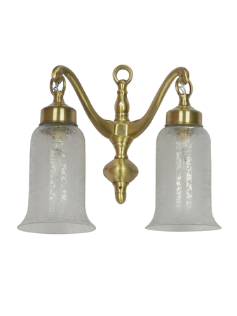 Online India Home Interior Luxury Decorative Fancy Light - Emerald Wall Light - Traditional 2-light Antique Cast Brass Wall Sconce With Etched Glass Shades