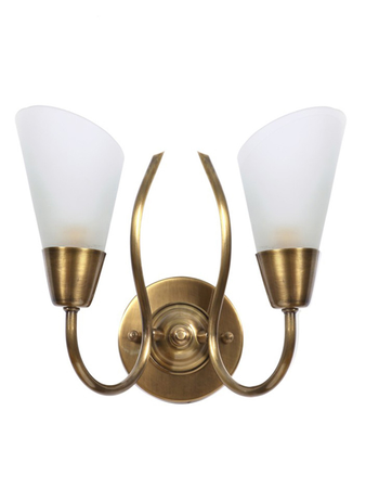 Online India Home Interior Luxury Decorative Fancy Light - Emerald Wall Light - Modern Cone Antique Brass Double Wall Sconce