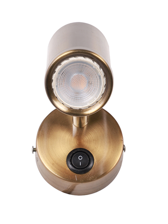 Online India Home Interior Luxury Decorative Fancy Light - Emerald Wall Light - Antique Brass Finished Steel Bedside Cylindrical Spot LED Wall Lamp