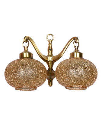 Online India Home Interior Luxury Decorative Fancy Light - Emerald Wall Light - Antique Cast Brass Downward Double-Light Wall Lamp With Golden Beaded Glass Globe Shades