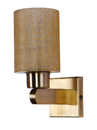Online India Home Interior Luxury Decorative Fancy Light - Emerald Wall Light - Contemporary 11 Inch Golden Beaded Cylindrical Glass Single-Light Steel Wall Lamp Light