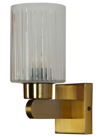 Online India Home Interior Luxury Decorative Fancy Light - Emerald Wall Light - Gold Transitional 10 Inch Hand-Cut Vertical Striped Cylindrical Glass Single-Light Steel Wall Lamp Light