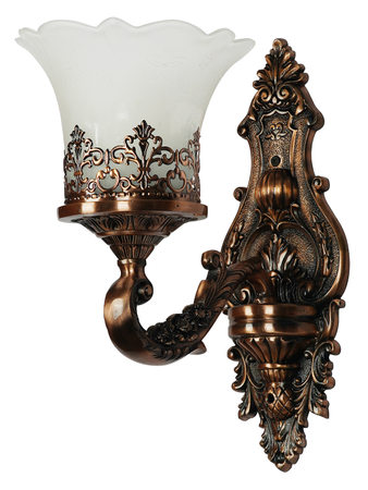 Online India Home Interior Luxury Decorative Fancy Light - Emerald Wall Light - Antique Copper Finish Classic Single Light Aluminium Wall Lamp With Adorned Translucent Glass Shades