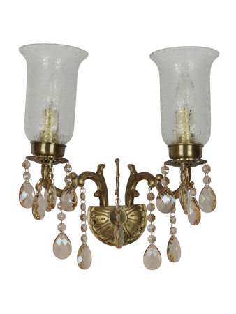 Online India Home Interior Luxury Decorative Fancy Light - Emerald Wall Light - Transitional 2-Lights Cast Brass Wall Sconce With Floral Etched Glass Shades