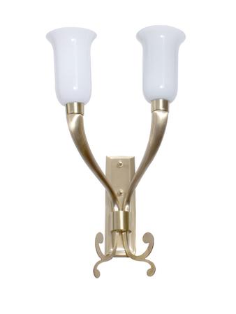 Online India Home Interior Luxury Decorative Fancy Light - Emerald Wall Light - Fluted Horn Cast Aluminum with White Shades Double Wall Sconce