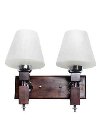 Online India Home Interior Luxury Decorative Fancy Light - Emerald Wall Light - Martin Wood Tapered Glass Double Wall Light