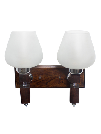 Online India Home Interior Luxury Decorative Fancy Light - Emerald Wall Light - Martin Wood Goblet Glass Double Wall Light