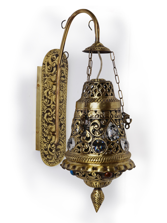 Online India Home Interior Luxury Decorative Fancy Light - Emerald Wall Light - Antique Finish Moroccan Brass Wall Light