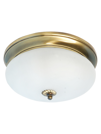 Online India Home Interior Luxury Decorative Fancy Light - Emerald Ceiling Light - Simple Elegant Frosted Glass and Brass 10 Inches Flush Mount Ceiling Lamp