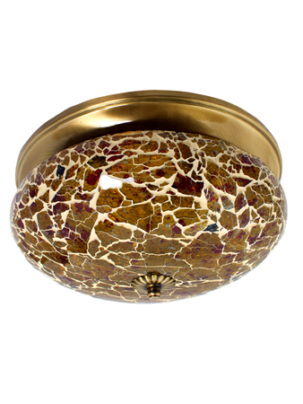 Online India Home Interior Luxury Decorative Fancy Light - Emerald Ceiling Light - Fiery Mosaic Glass and Brass Flush Mount Ceiling Lamp