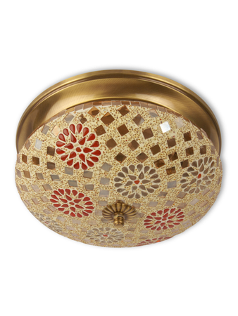 Online India Home Interior Luxury Decorative Fancy Light - Emerald Ceiling Light - Tilak Mosaic Brass Ceiling Lamp - Large
