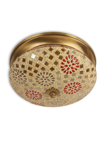 Online India Home Interior Luxury Decorative Fancy Light - Emerald Ceiling Light - Tilak Mosaic Brass Ceiling Lamp - Small