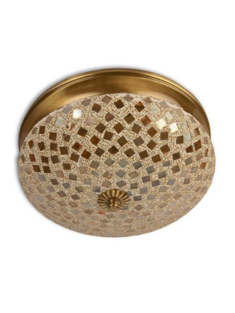 Online India Home Interior Luxury Decorative Fancy Light - Emerald Ceiling Light - Golden Mosaic Brass Ceiling Light - Large