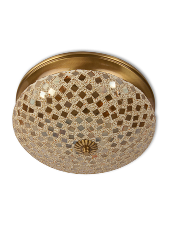 Online India Home Interior Luxury Decorative Fancy Light - Emerald Ceiling Light - Golden Mosaic Brass Ceiling Light - Small