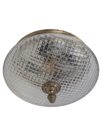 Online India Home Interior Luxury Decorative Fancy Light - Emerald Ceiling Light - Round Antique Brass Finish Diamond-Cut Glass 18 Inch Brass Ceiling Lamp