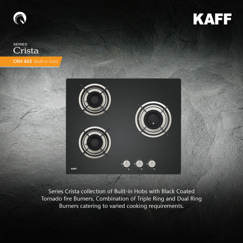 Kaff  Hobs - CRH 603 -  Black Coated 3 Tornado Style Burners