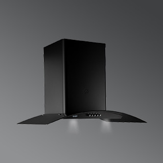 Kaff -  ELF DHC 60 - Black Curved Tempered Glass - Dry Heat auto Clean Technology - Chimney