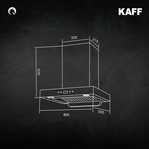 Kaff -   LUMEX DHC 60 - Front panel with black glass - Dry heat auto cleaning technology - Chimney