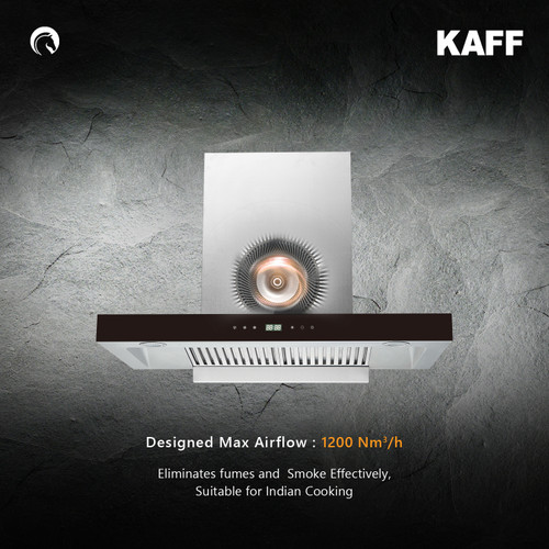 Kaff -   LUMEX DHC 60 - Front panel with black glass - Dry heat auto cleaning technology - Chimney