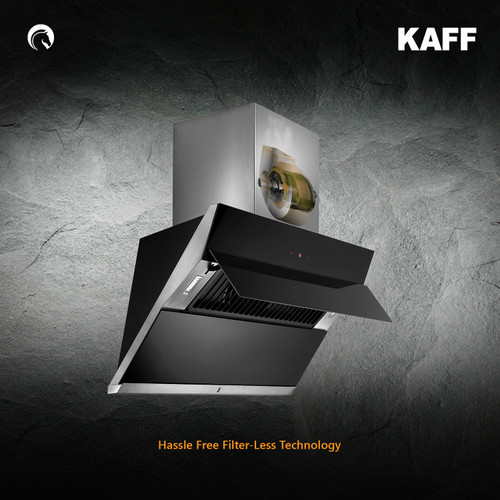 Kaff - CANBERRA 90 - Black Tempered Glass - Filter-Less Technology - Chimney