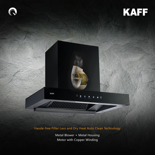 Kaff - CASTO DX DHC 60 - Matt Black - Hassle free Filter Less and Dry Heat Clean Technology - Chimney