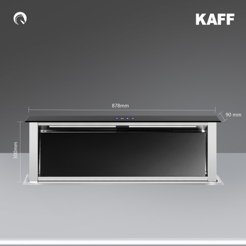 Kaff - TOWNSVILLE 90 - Black Tempered Front Glass - Advanced Downdraft Technology - Chimney