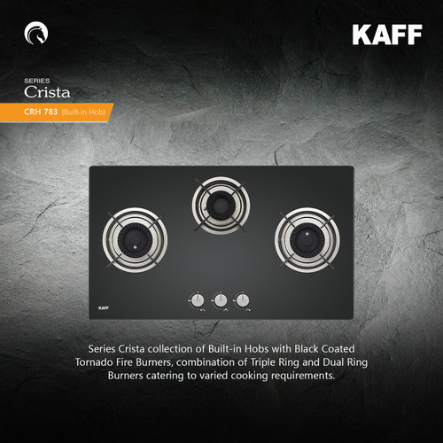 Kaff  Hobs -  CRH 783 -  Black Coated 3 Tornado Style Burners