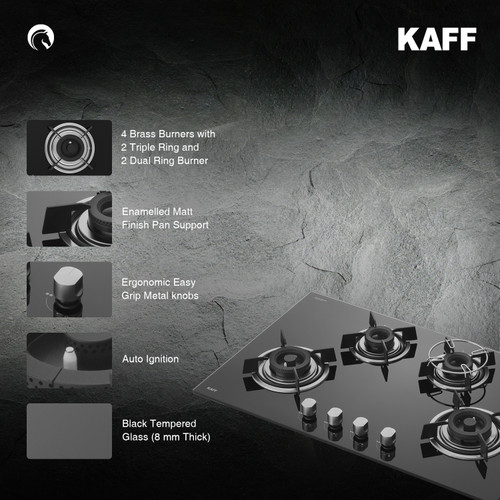 Kaff  Hobs -  HBR 804 A - 4 Brass burners with Auto Electric Ignition